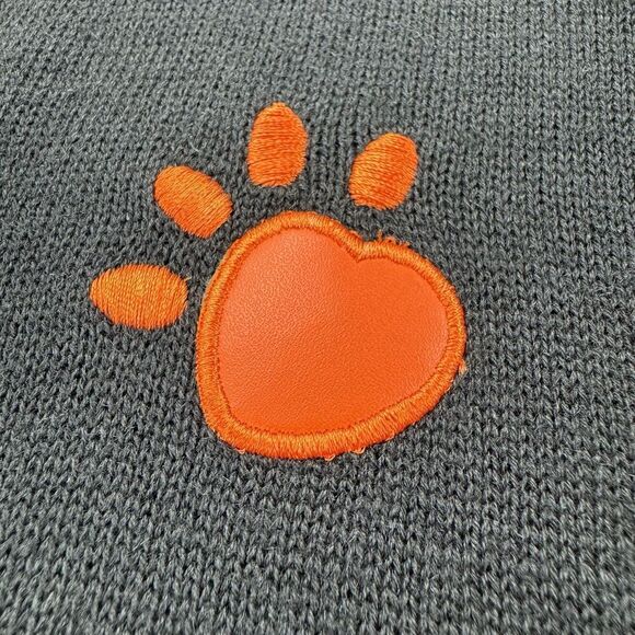 Terazzo Women’s Large Black Cardigan Paw Print Sweater Orange Trim Dog Cat - Picture 6 of 13